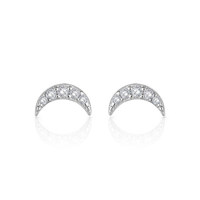 Crescent Moon Stud Earrings For Teens - 925 Silver Jewelry