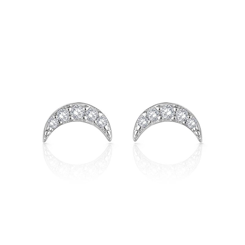 Crescent Moon Stud Earrings For Teens - 925 Silver Jewelry