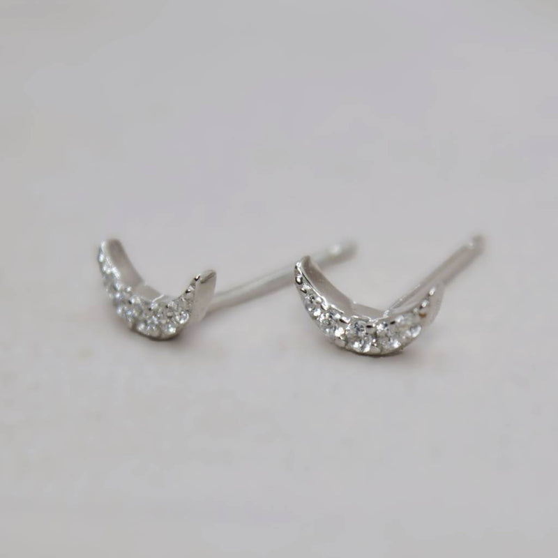 Crescent Moon Stud Earrings For Teens - 925 Silver Jewelry