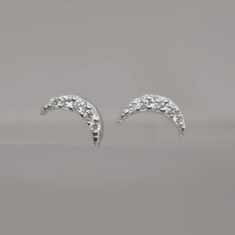 Crescent Moon Stud Earrings For Teens - 925 Silver Jewelry