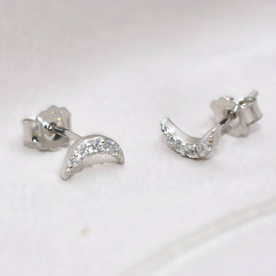 Crescent Moon Stud Earrings For Teens - 925 Silver Jewelry