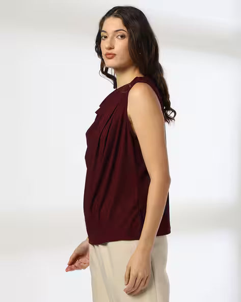 Women Relaxed Fit Cowl-Neck Top