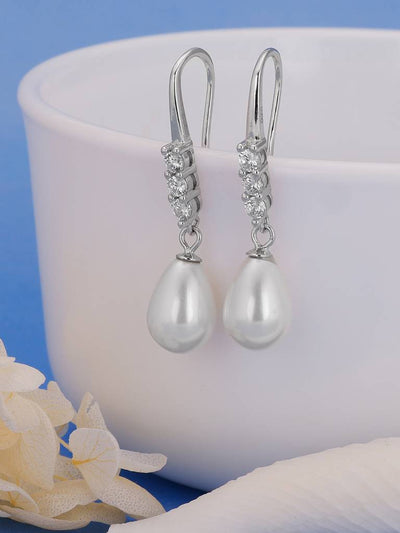 925 Sterling Silver Anushka Sharma Silver Drops of Pearl Earrings