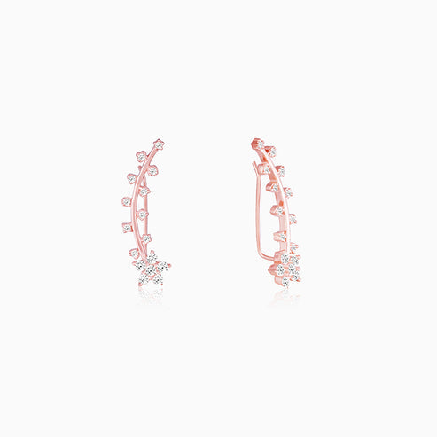 Rose Gold Floral Branch Ear Cuffs