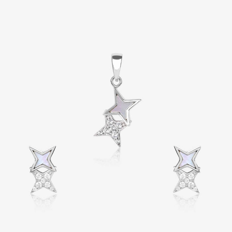 Starry Zircon Silver Pendant Set