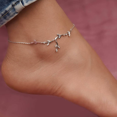 Silver Tree Branches Anklet