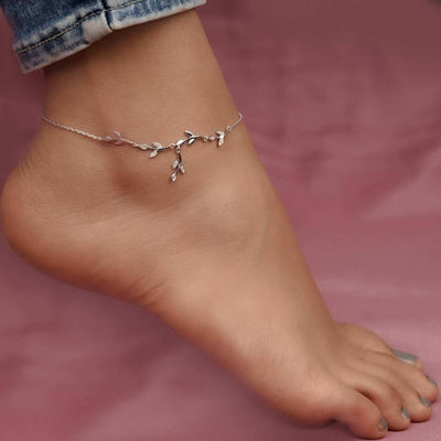 Silver Tree Branches Anklet