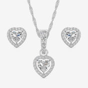 Silver Heart Necklace Set